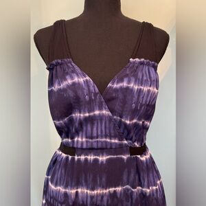 Simply Vera Wang blue, black, and white tie dye dress.